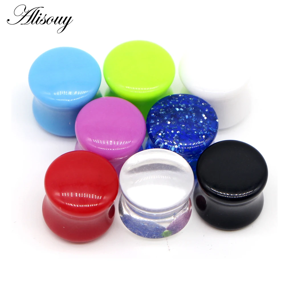 Alisouy NICE piercing body jewelry 1 Pair mixed gauges clear Transparent Tunnels ear expander Stretchers saddle acrylic ear plug