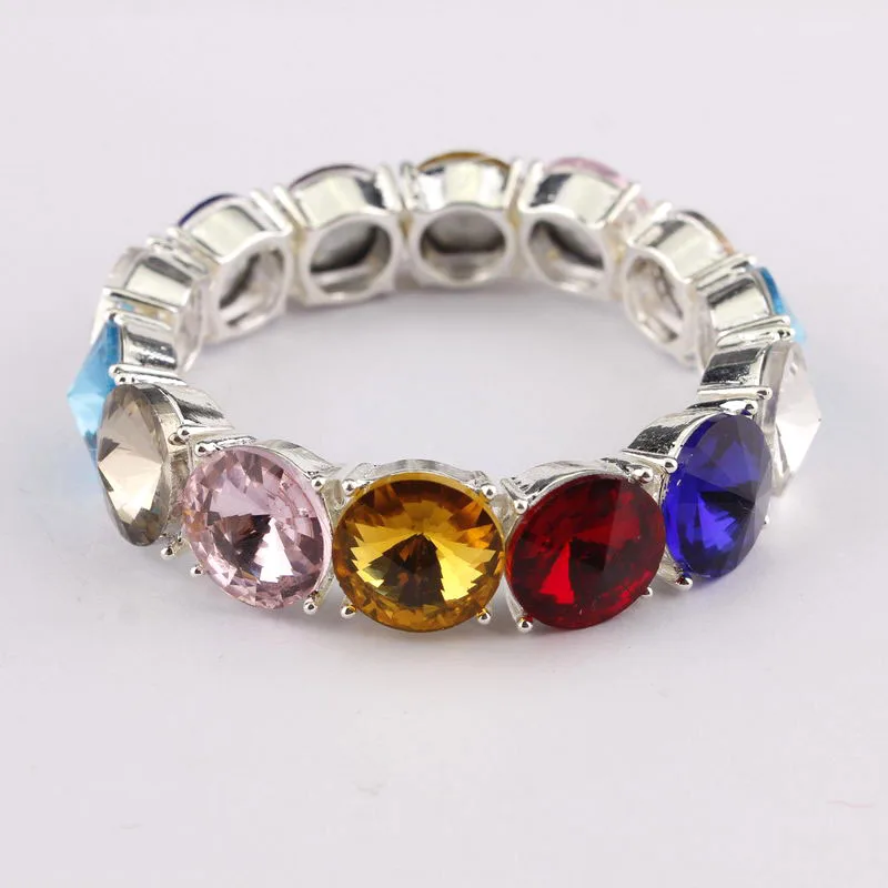 Adjustable Glass Crystal Elastic Bracelets Bangles for Women Multicolor Crystal Dot Bracelets Feamle Jewelry