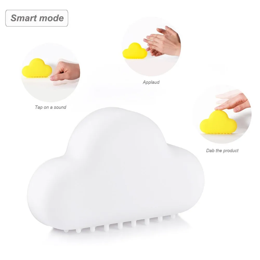 USB Rechargeable Sound Control Touch Sensor Cloud Shape LED Night Light For Child Bedroom Kids Baby Nursery Infant Toddlers