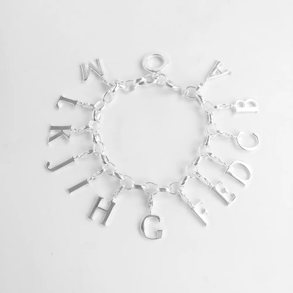 Alphabet Letters A to M Charm, 2018 Good Fashion Jewelry For Women Men,Trendy Gift In 925 Sterling Silver Fit Bag Bracelet--