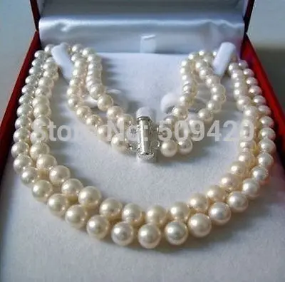 

DOUBLE 2 STRAND 7-8MM AKOYA SALTWATER PEARL NECKLACE 17-18"