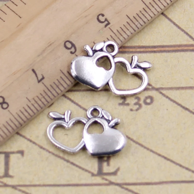 40pcs Charms Heart Apple 18x13mm Tibetan Pendants Crafts Making Findings Handmade Antique Jewelry DIY For Necklace