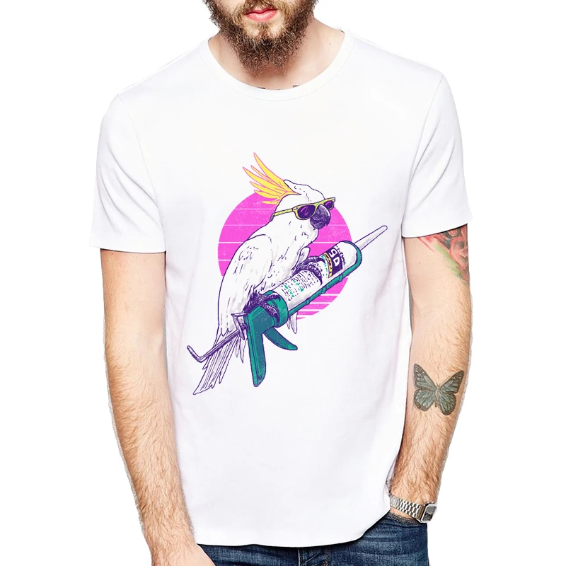 2022 Summer men t shirt Parrots Printing Short Sleeve Tee Shirt Fashion men Tops Casual Funny bird T-Shirt