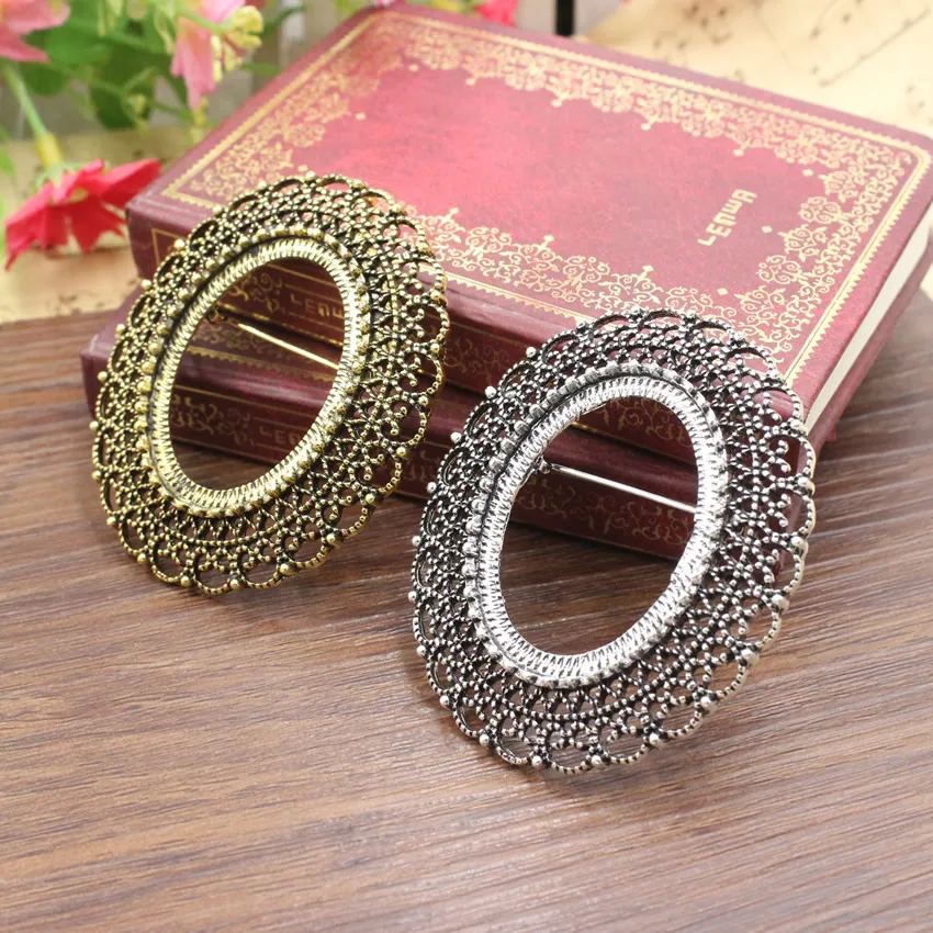 Onebeading Fit 30x40mm Vintage Oval Cabochons Brooch Blank Setting Bezel Base For DIY Making Accessories 3pcs K05279