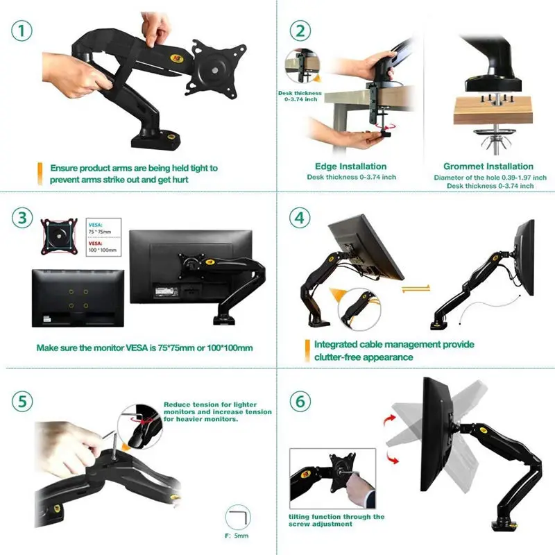 Monitor Desk Mount Stand, 17-27 