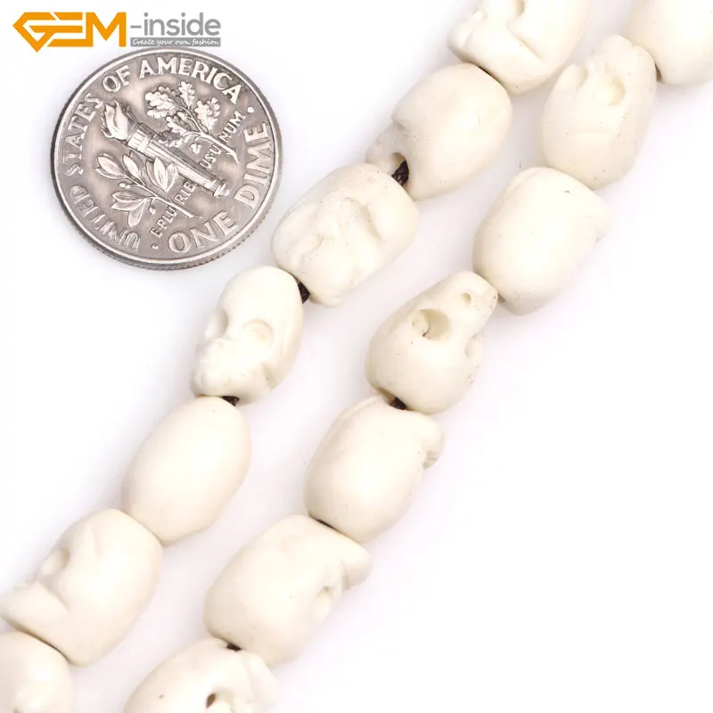 Big Hole (1.2mm)Handmade Carved Skull Skeleton Halloween White Cream Black Natural OX Bone Beads For Jewelry Making Gem-inside