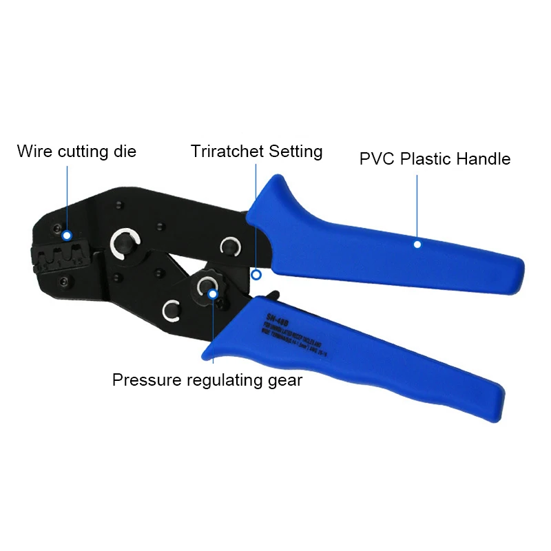 Crimping Pliers 2.8/3.96/4.8/5.08/6.3 mm Cables Crimping Pliers Tool for non-Insulated Terminal Crimper 26-16 AWG self-adjust