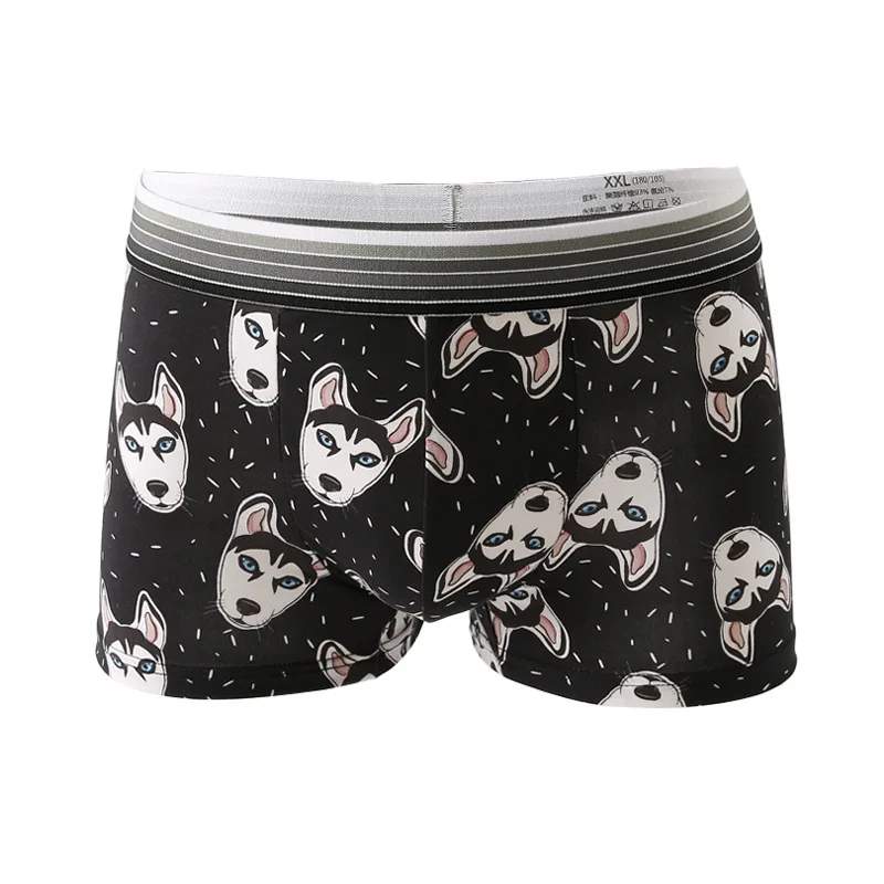 Cartoon Mens Underwear Lucky Cat Print Breathable Fashion Man Boxers U Pouch Seamless Male Underpants Soft Cueca Calzoncillos