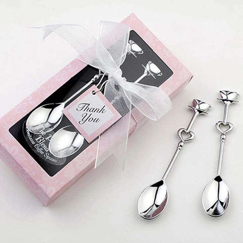 5pcs Love Tea Coffee Drinking Teaspoon Bridal Shower Wedding Bridal Party Favors Stainless Steel Spoon Valentine's Gift