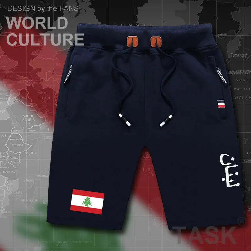 Lebanese Republic Lebanon mens shorts beach man men's board shorts flag workout zipper pocket sweat bodybuilding 2017 LBN Arabic