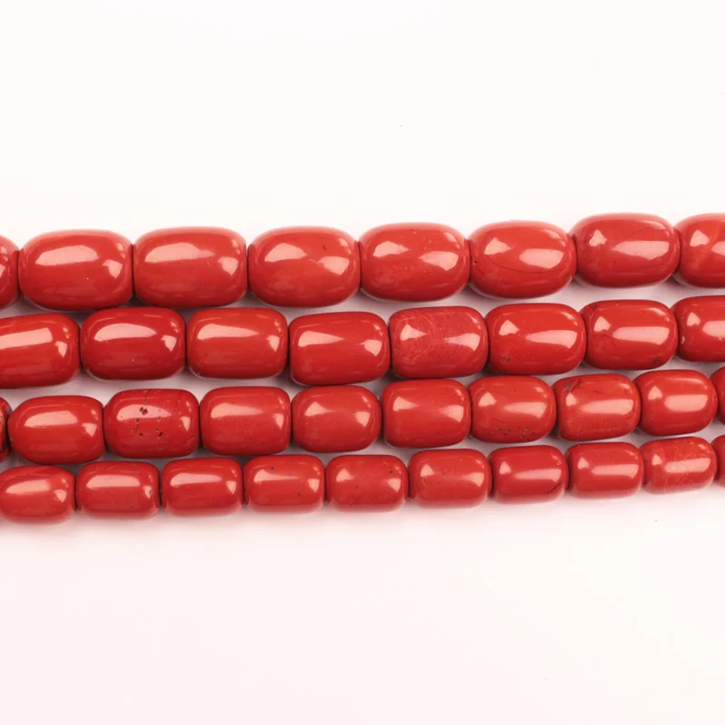 10-20mm Wholesale Red Stone Drum Shape  Beads 15