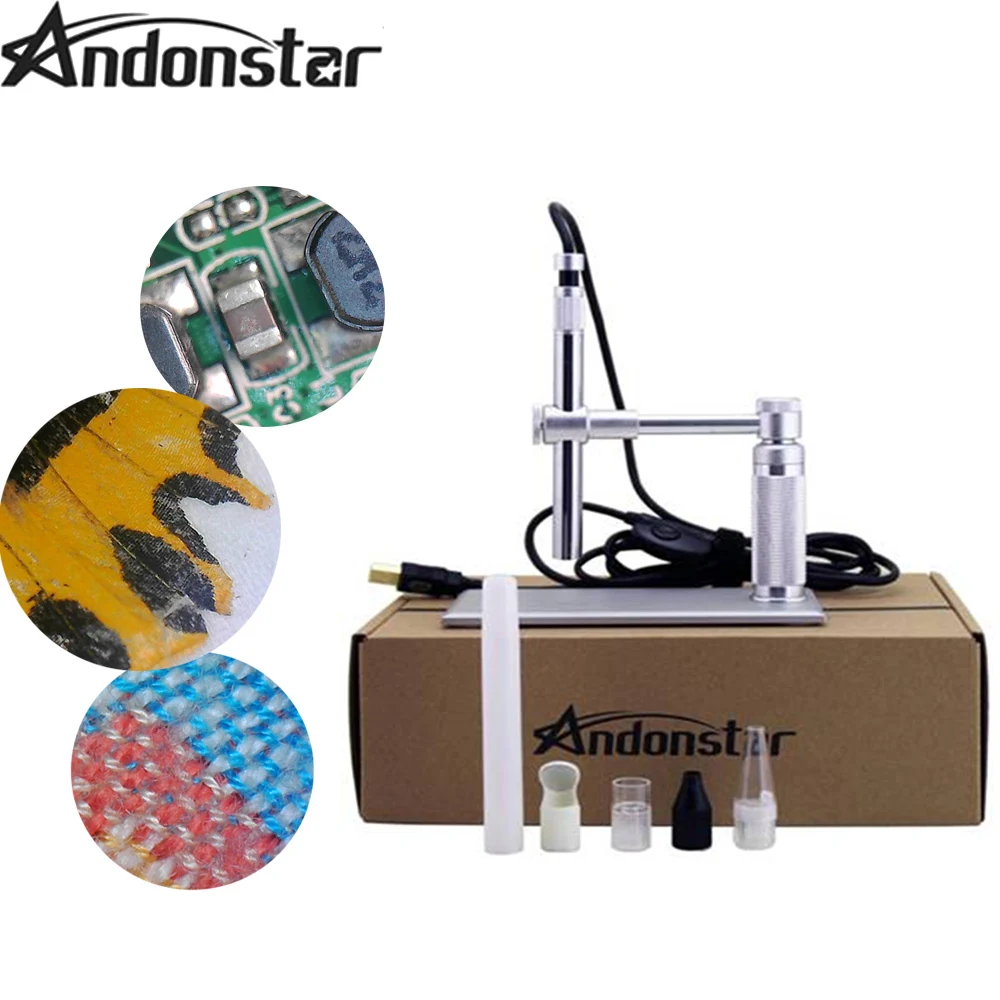 Andonstar A1 2MP USB Digital Microscope 500x with 12MM Diameter Endoscope Video Camera 8 LED Magnifier