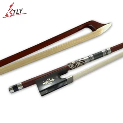 High Grade Straight Brazilwood Snake Skin Decorative Ebony Frog Carved Orchid Color Shell Violin Accessories Violin Bow