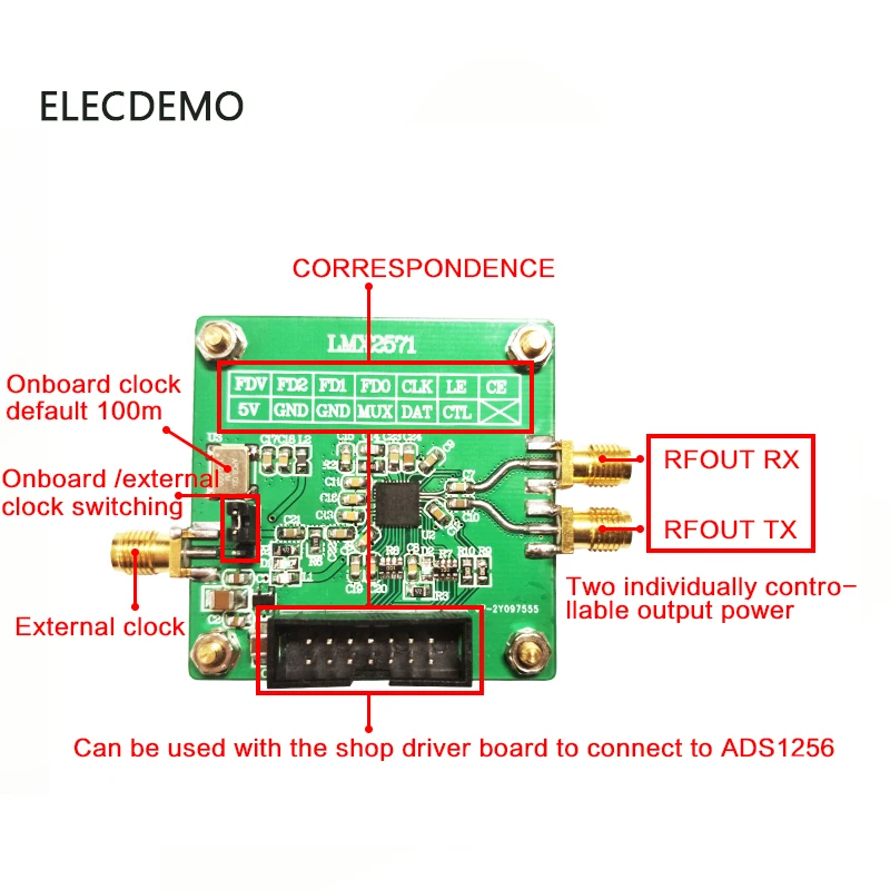 Imagem -03 - Módulo de Fonte de Sinal de Fonte rf Módulo de Loop Fase Bloqueada Modulação fm 2023 ti Módulo de Competição Eletrônica Lmx2571