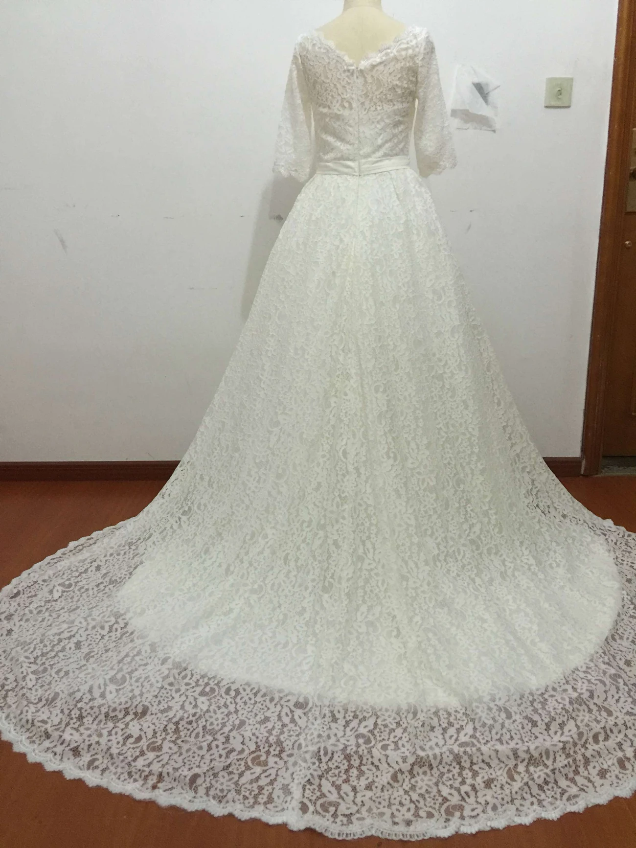 Robe de mariée en dentelle, manches mi-longues, grande taille, robes de bal, style musulman, photos réelles, nouvelle collection 2019