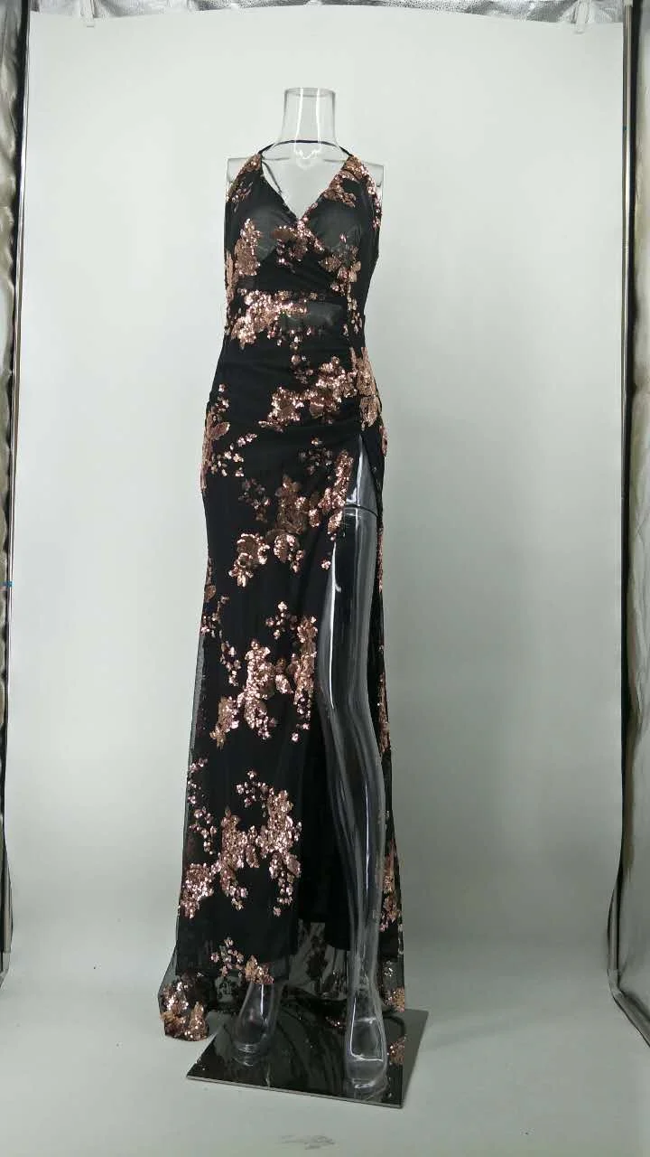 Sexy black Sequins maxi Summer dress women vintage Elegant Backless Party Dress long club Bodycon dresses sukienki vestidos 2024