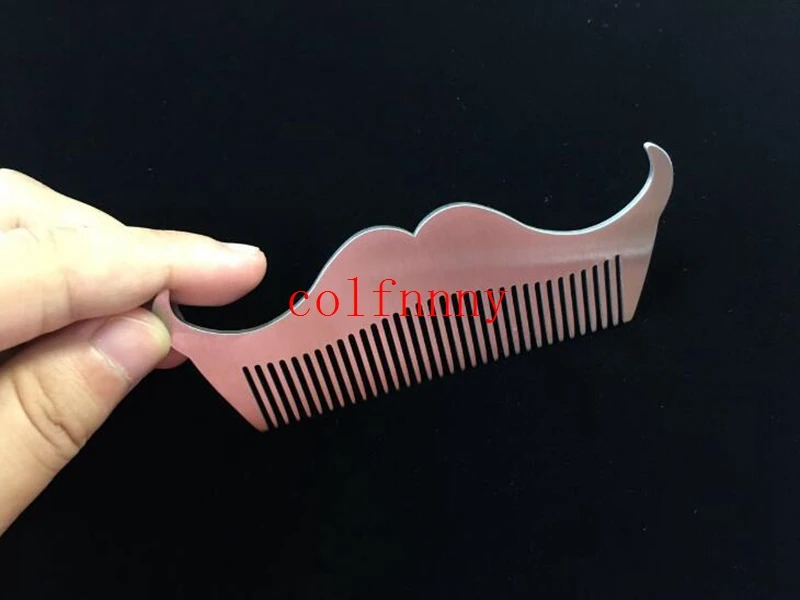 200pcs/lot Engraved Your Logo Anti Static Stainless Steel Beard-shaped Comb.