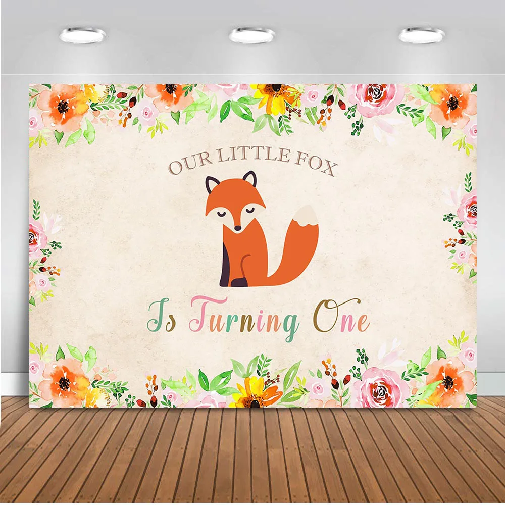 

Little Fox Backdrop for Photography Safari Jungle Theme Party Background for Photo Booth Studio Children Theme Parties Prop