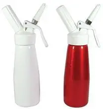 FeiC 1pcs 0.25L White/Red Brushed Aluminum Cream Whipper Foam Maker for coffee barista