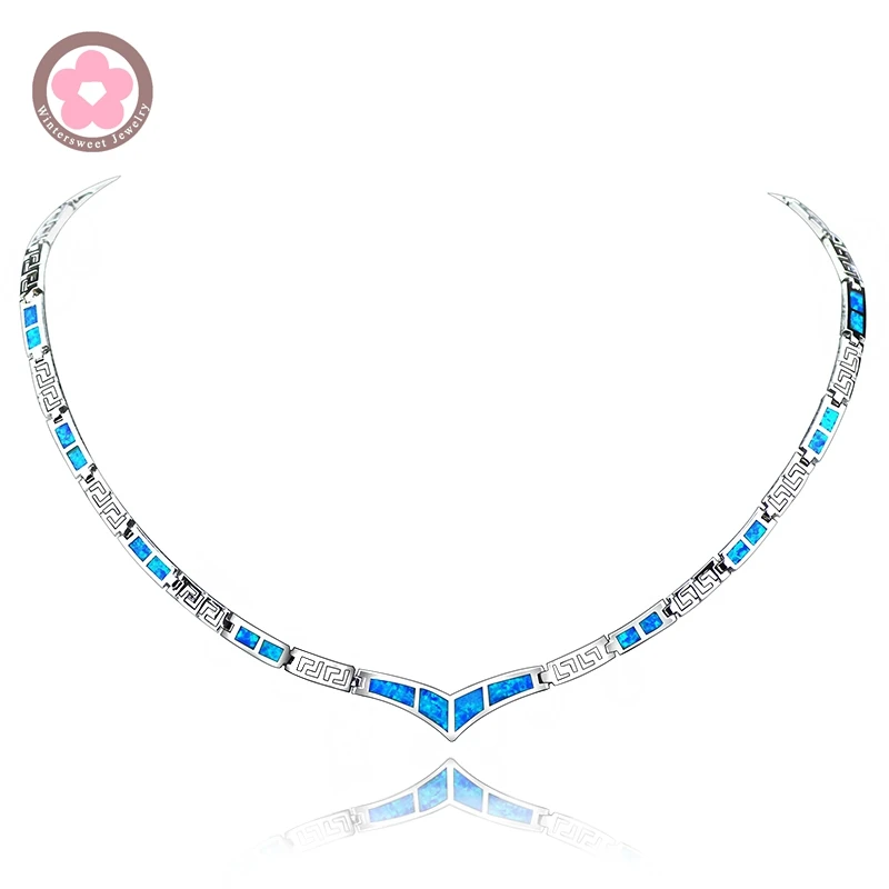 JLN-011 Elegant Torques Blue Opal Gem Necklace New Trendy Necklace for Women Fine Jewelry Necklace Jewelry Gift for Girls