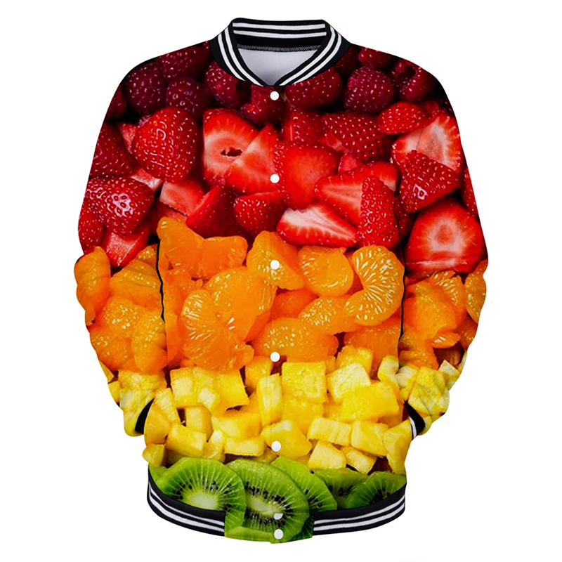 New 3d Print Baseball Jacket Coat Fruit Fashion Kawaii Men Women Hoodie Sweatshirt Casual Long Sleeve 3D Hoodies Jackets Top 4XL