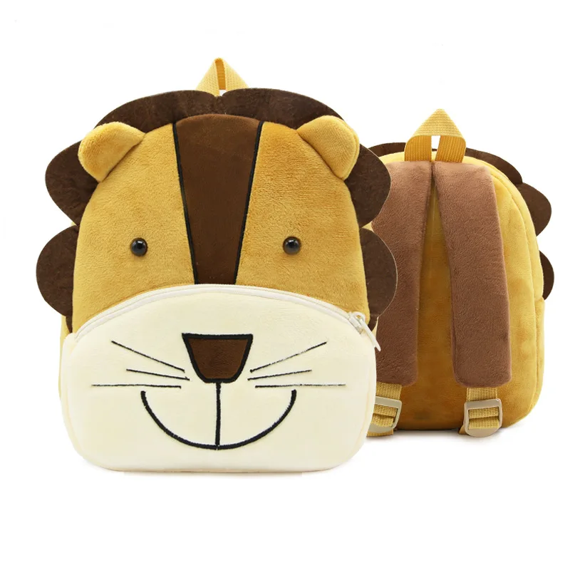 Cartoon Animal Lion Soft Plush Backpack Children kindergarten Schoolbag Kids Baby School Bags Girls Boys Backpacks