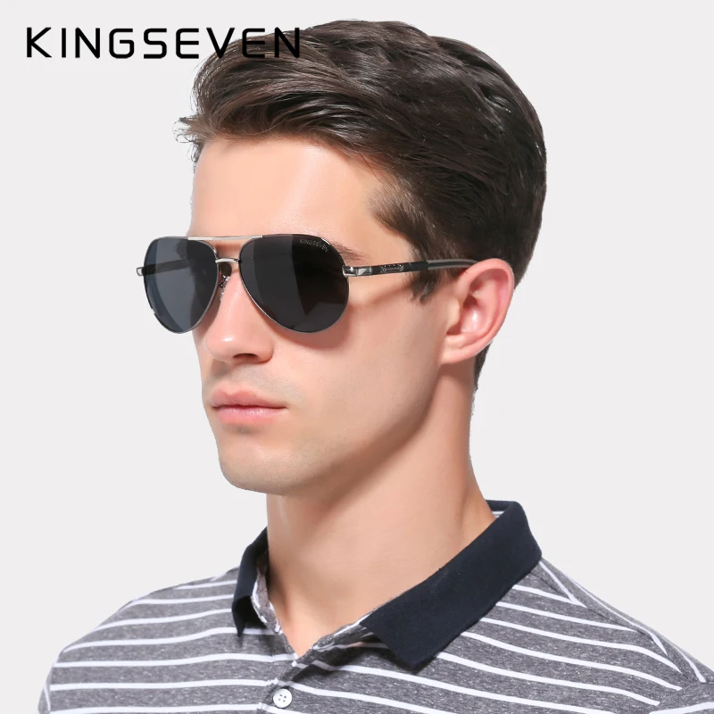 KINGSEVEN Brand Men\'s Aluminum Magnesium Sun Glasses Polarized UV400 Sun Glasses oculos Male Eyewear Sunglasses For Men N725