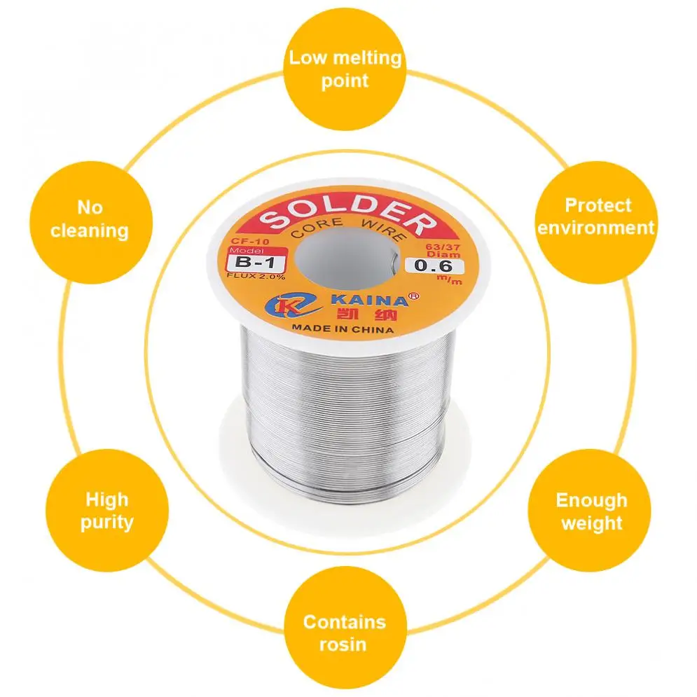 63/37 50g 100g FLUX 2.0% High Purity Solder Wire No Clean Melt Rosin Core Soldering Tin Lead Tin Wire 0.6/0.8/1/1.2/1.5/2.0mm