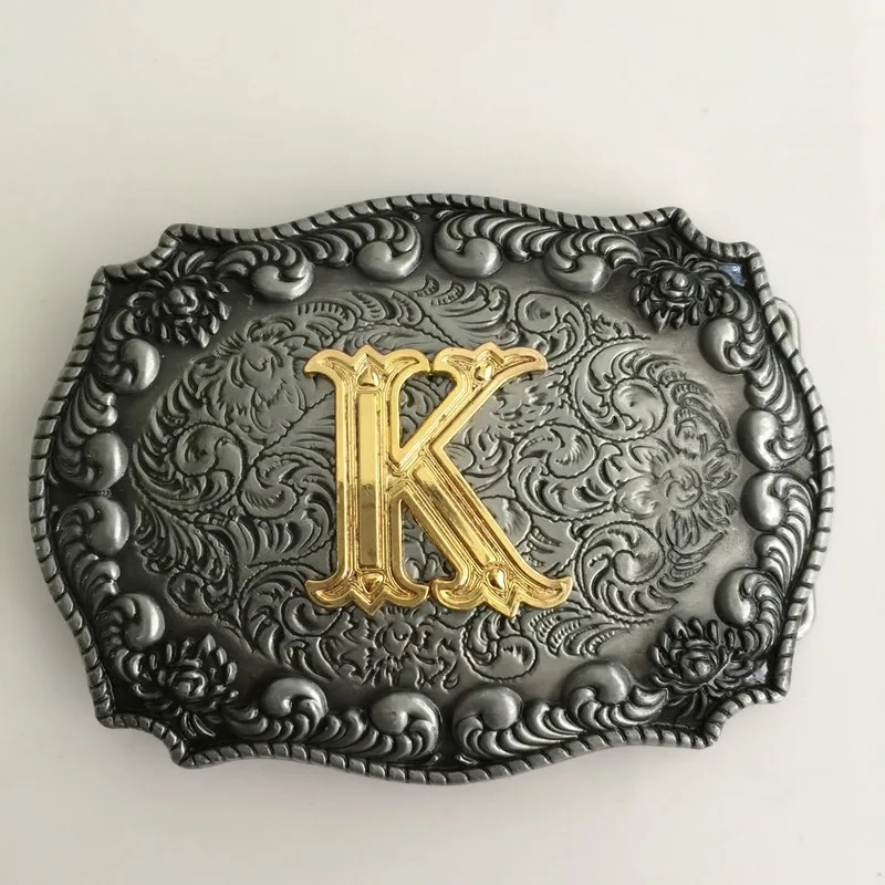 17 Different Style Western Men\'s Golden Initial Letter Belt Buckle A B C D E G H J K L M P R S T U W For 4cm/1.58in Wideth Belt