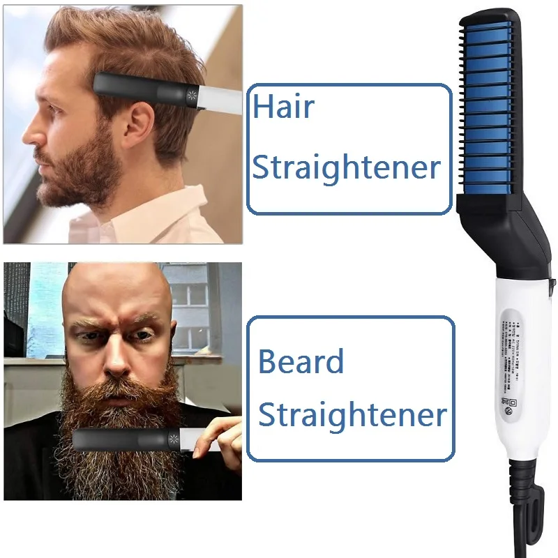 Quick Beard Straightener Brush , Electric Hair Straightening , Heat Brush Magic Massage Comb for Men