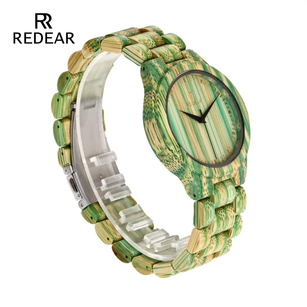 REDEAR Amant de Montres Coloré Bambou Vert Lady Montre pour Femme Bande De Bambou de Curren Montres Hommes Cadeau