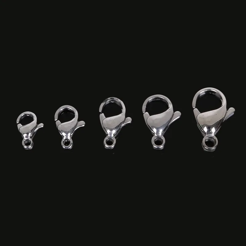 New Arrival 10pcs/lot(5 selection:6x9mm 6.5x10mm 7x12mm 8x13mm 9x15mm) Stainless Steel Lobster Clasp DIY Jewelry Findings