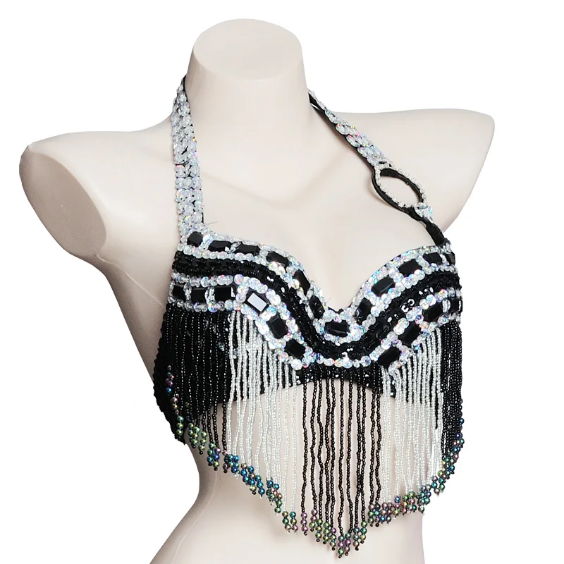 Belly dance halter bra shining beaded bra top sexy dance top belly dance costume belly dancing clothes club night dance wear