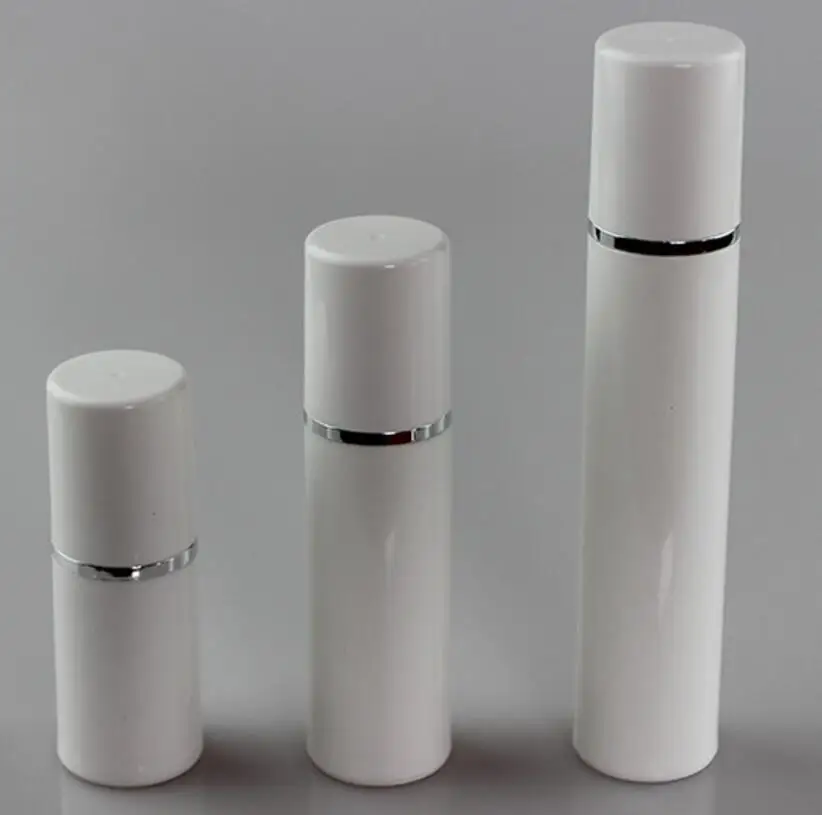 15ml 30ml 50ml PP Plastic Airless Bottles White Airless Vacuum Pump Lotion Bottle with Silver Line LX1321