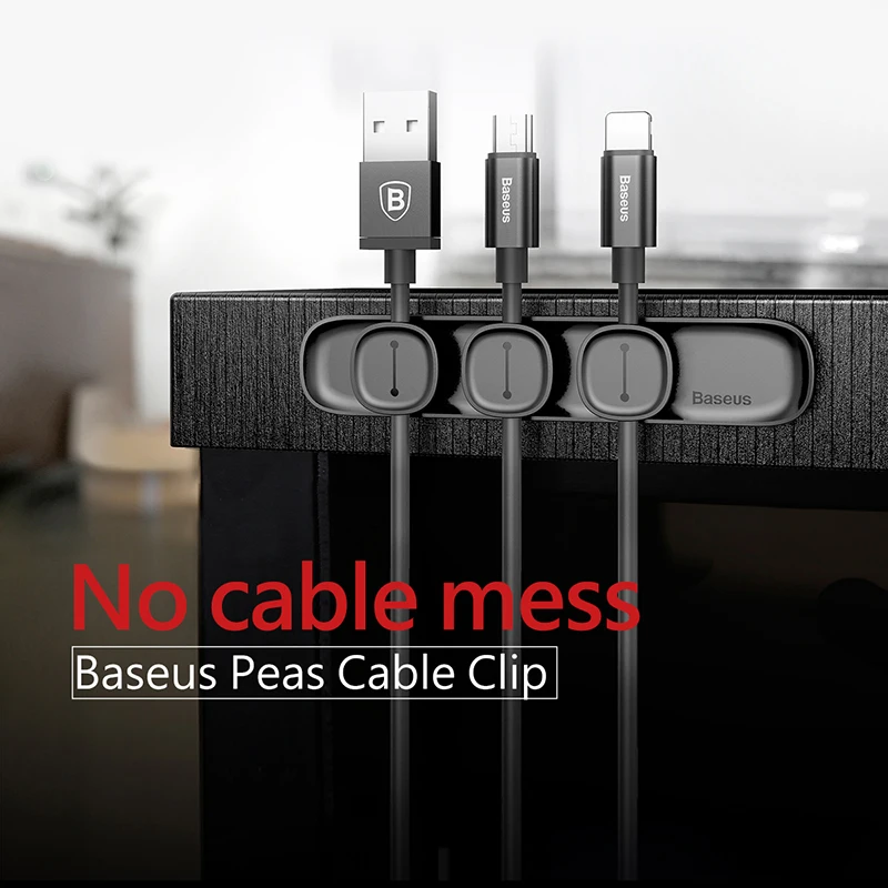 Baseus Cable Organizer Magnetic Cable Management USB Cables Holder Silicione Flexible Desktop Clips for Mouse Wire Organizer