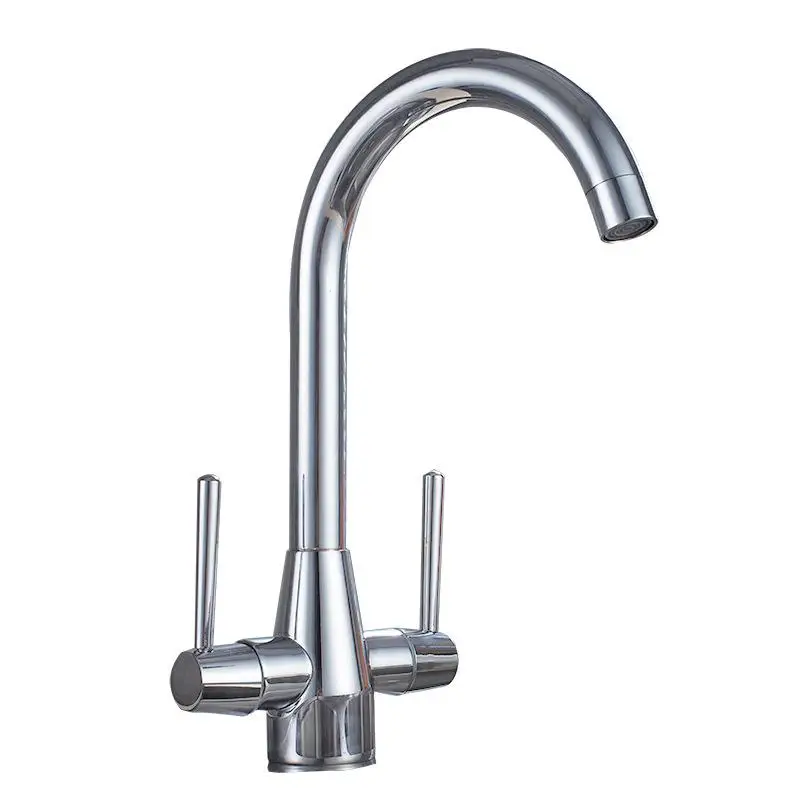 Kitchen Faucets Double Dishes Hot And Cold Water All Copper Electroplating Faucets Cross Border For Tap Swivel