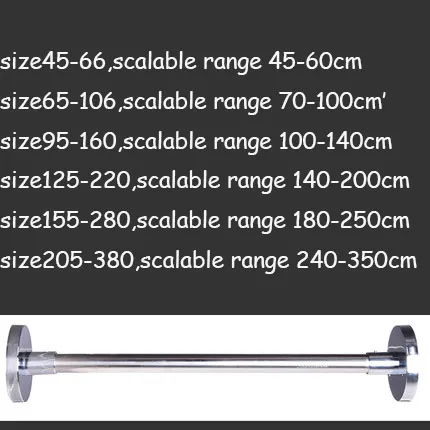 Bathroom 304 Stainless Steel Shower Curtain Rod Free Punching Telescopic Rod Clothes Rod Curtain Rod