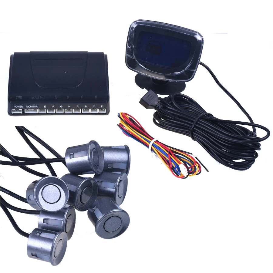 Car Parking Sensor Reverse Backup Radar LCD Display 12V 8 Sensors 22mm voice Auto Detector System Kit for All Cars