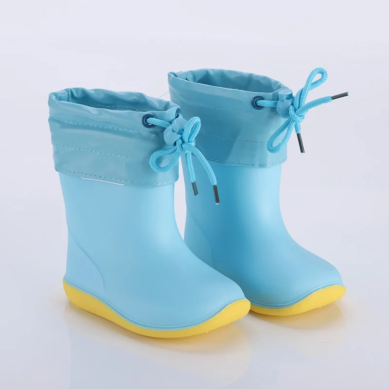 Kids Rubber Rain Boots for Girl Non-slip Boots Baby Boys Waterproof Water Shoes Warm Children Rainboots Removable cotton cover