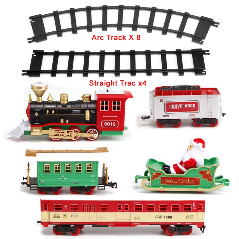 Christmas Decoration Railway Train with Sound/Light/Santa Claus  Classic Toys Track 147*87cm Electric Train toys for Children