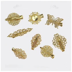 1 PC Vintage Women Bride Butterfly Leaves Metal Hollow Gold Hair Clip Barrette Hairpins for DIY Fashion Cosplay Jewelry Findings