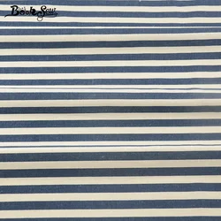 Booksew Dark Blue Strip Cotton Linen Fabric  Tissu For Bag Table Cloth Curtain Decoration Zakka Sewing Material Home Textile