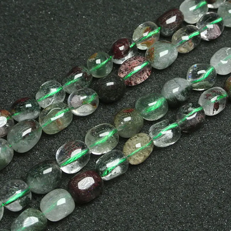 

Natural Freeform Potato Green & Clear Ghost Quartzs Beads For Jewelry Making Beads Bracelets 15'' Needlework DIY Beads Trinket