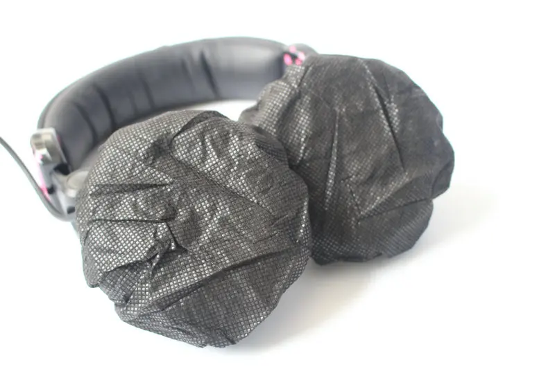 Linhuipad 12-13cm Black Non Woven Disposable Sanitary Headphone Cover 50pcs/lot Free shipping