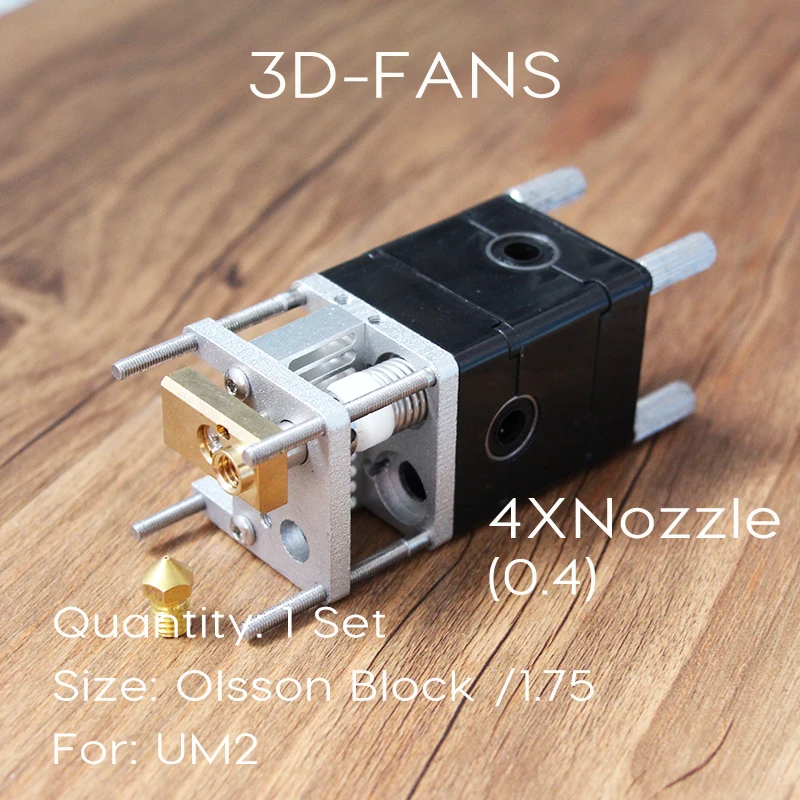 Ultimaker 2 dual Extruder Olsson Block Kit Nozzles 0.4mm HotEnd Dual Heads For 1.75mm Filament UM2 Ultimaker 2