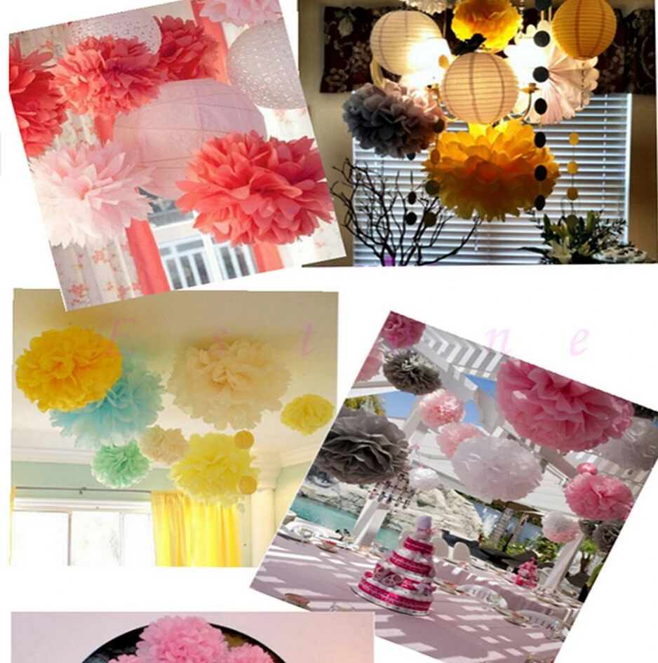 29 Colors avaiable!! Tissue paper pompom rose baby shower wall decoration 10inch (25cm) 100pieces/lot hanging paper flowers ball