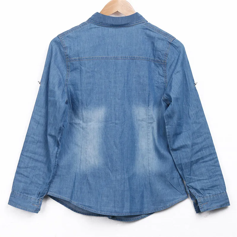 Retro 2018 New Fashion Women Denim Shirt Long Sleeve Turn Down Collar Casual Female Shirt Jean Top Sexy Cardigan Wear