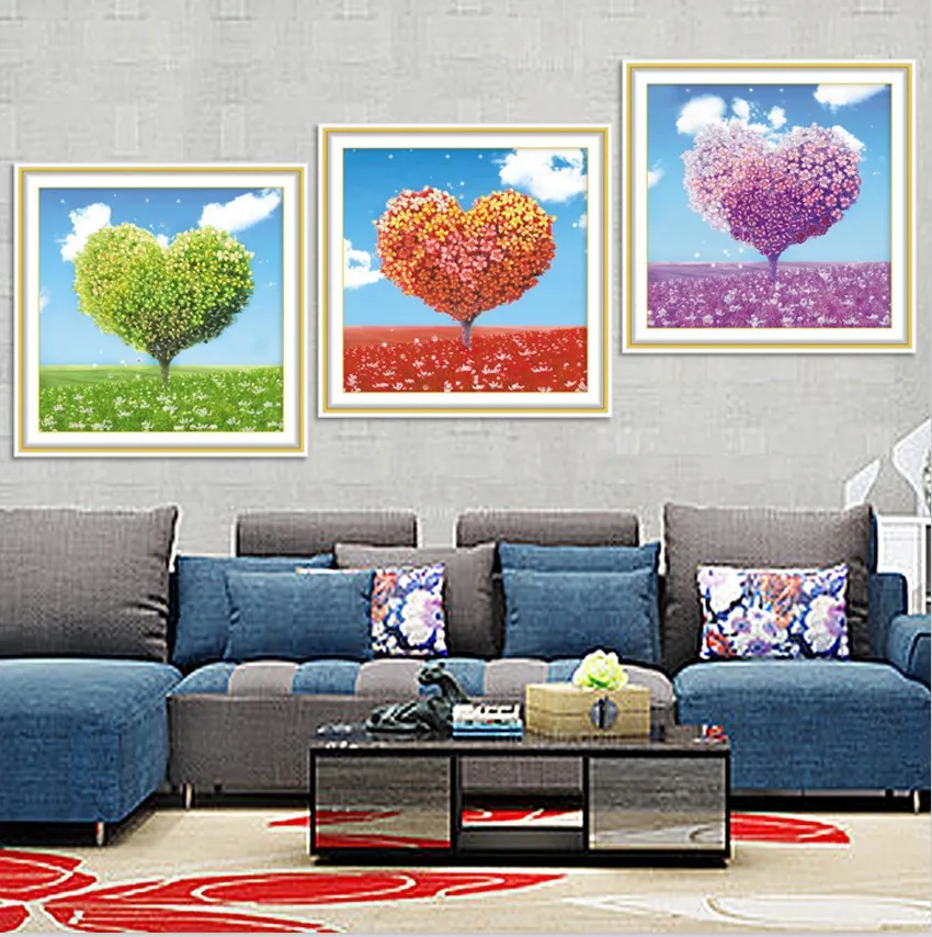 

Needlework,DIY Ribbon Cross stitch Sets for Embroidery kit,Fashion love heart Scenic flower tree ribbon Cross-Stitch handwork