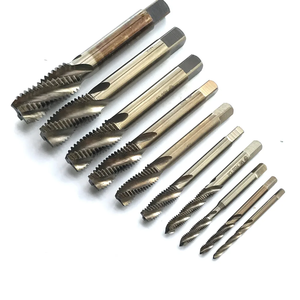 HSSM35 Co5% Full CNC Grinded 10PCS Spiral Machine Screw Taps For SS Plate With M3 M4 M5 M6 M8 M10 M12 M14 M16 M18