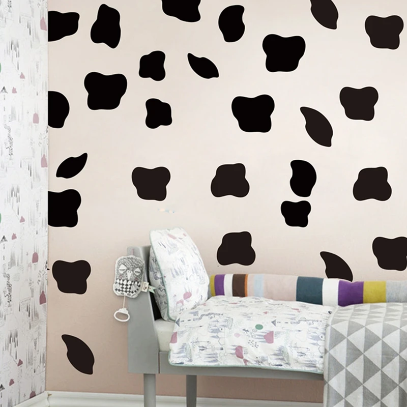 24pcs Cow Spot Wall Decal Animal Vinyl Wallpaper Removable Cow Skin Peel and Stick Wall Murals For Wall Or Furniture Art Decor